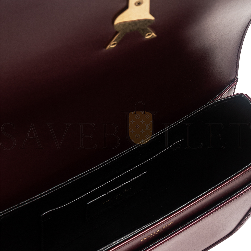 YSL BURGUNDY SHOULDER BAG 6343050SX0W (23*13*6CM)